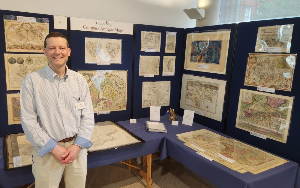 Chris at the London Antique Map Fair 2026 Chris Nitzsche at his booth at the London Antique Map Fair 2026
