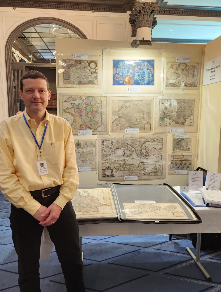 Chris at the Paris Antique Map Fair 2025 Chris Nitzsche at his booth at the Paris Antique Map Fair 2025